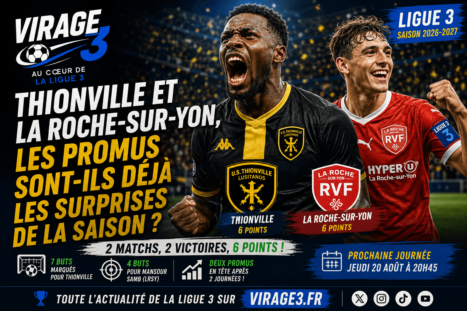 Ligue 3 : Thionville et La Roche-sur-Yon, les promus sont-ils déjà les surprises de la saison ?